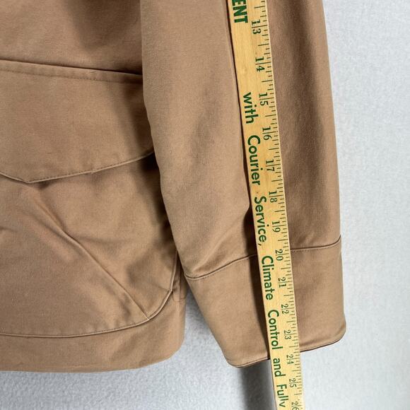 ORVIS Jacket Mens L Chore Barn Coat Houndstooth Lined Leather Trim Hunting Brown - Picture 15 of 16